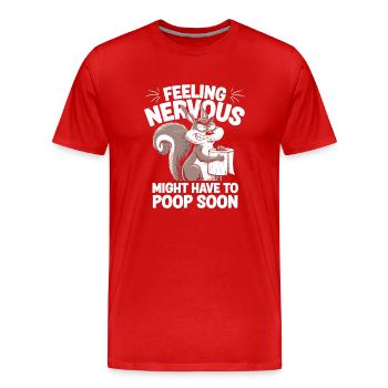 Intestin irritable Syndrom Écureuil Caca Humour - T-shirt bio Premium Homme - rouge - Devant - Damien (186cm)