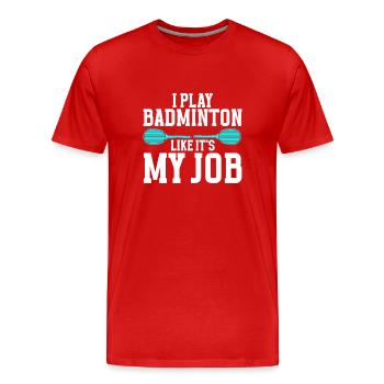 Badminton Player - Men's Premium Organic T-Shirt - red - Front - Damien (186cm)