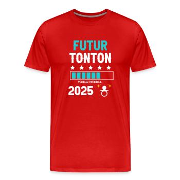 Zukünftiger Onkel Schnuller 2025 Schwangerschaftsankündigung - Männer Premium Bio T-Shirt - Rot - Vorne - Damien (186cm)