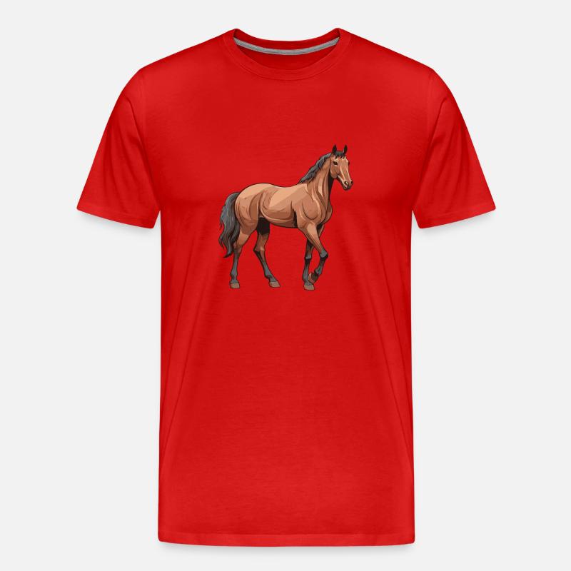Pferd Tier - Männer Premium Bio T-Shirt - Rot