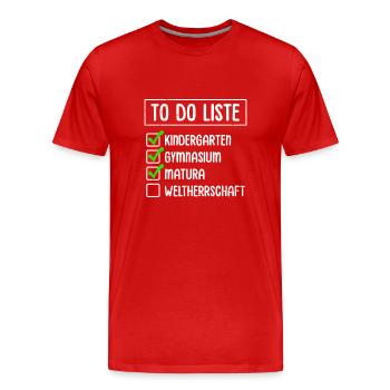 Matura Abschluss KINDERGARTEN GYMNASIUM MATURA - Männer Premium Bio T-Shirt - Rot - Vorne - Damien (186cm)