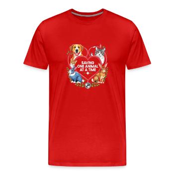 Rettung eines Tieres nach dem anderen Vielseitiges Tier - Männer Premium Bio T-Shirt - Rot - Vorne - Damien (186cm)