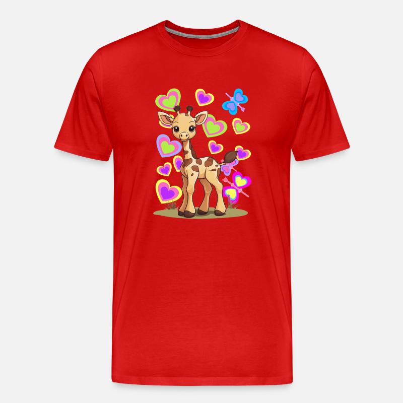Giraffe Giraffen Kind Kinder - Männer Premium Bio T-Shirt - Rot