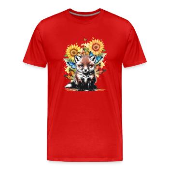 Fuchs Füchse Natur Blumen Kind - Männer Premium Bio T-Shirt - Rot - Vorne - Damien (186cm)