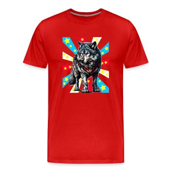 Tatouage loup loup - T-shirt bio Premium Homme - rouge - Devant - Damien (186cm)