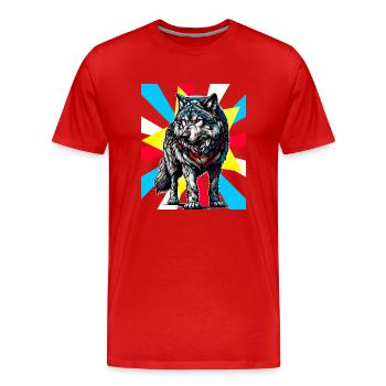 Loups Loups Tattoo - T-shirt bio Premium Homme - rouge - Devant - Damien (186cm)