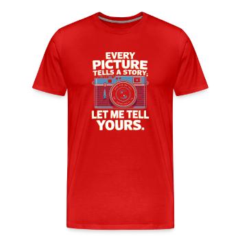 Chaque image raconte une histoire ; Laissez-moi vous raconter la vôtre. - T-shirt bio Premium Homme - rouge - Devant - Damien (186cm)