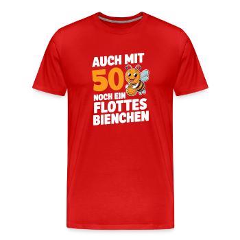 50. Geburtstag 50 Jahre Flottes Bienchen Frau - Männer Premium Bio T-Shirt - Rot - Vorne - Damien (186cm)