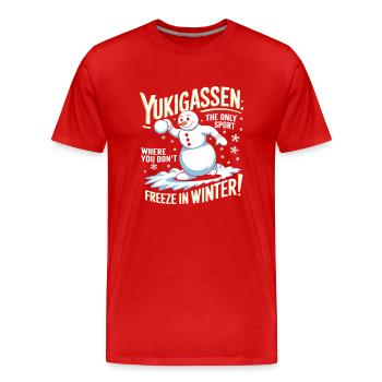 Yukigassen : le seul sport où l’on ne gèle pas - T-shirt bio Premium Homme - rouge - Devant - Damien (186cm)