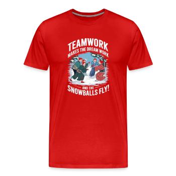 Le travail d’équipe fait fonctionner le rêve – et fait boule de neige - T-shirt bio Premium Homme - rouge - Devant - Damien (186cm)