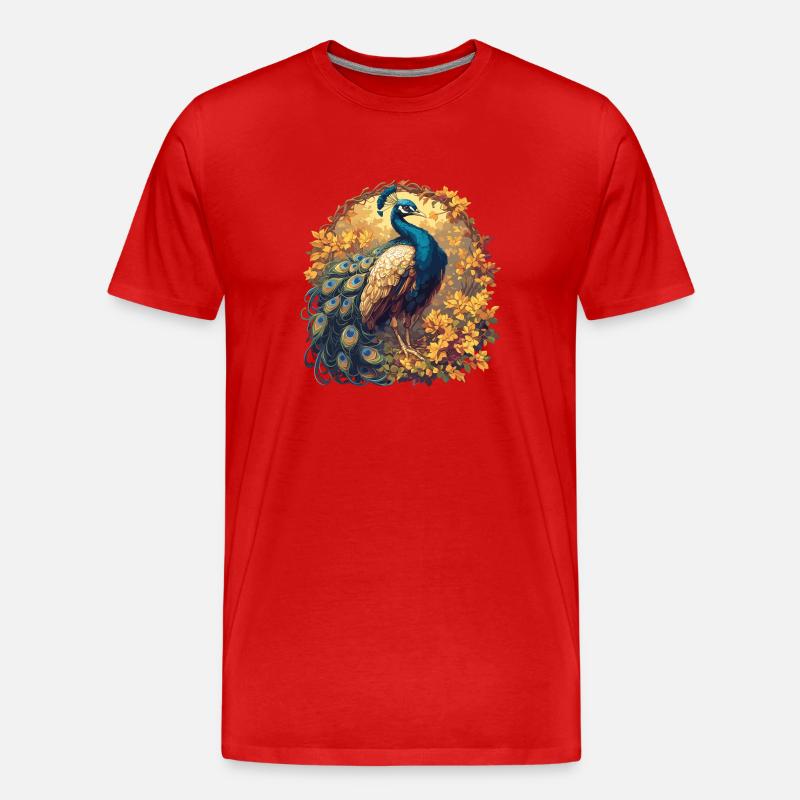 Pfaue Pfau - Männer Premium Bio T-Shirt - Rot