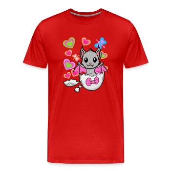 Fledermaus Eierschale Geburt Ei Kinder Kind - Männer Premium Bio T-Shirt - Rot - Vorne - Damien (186cm)