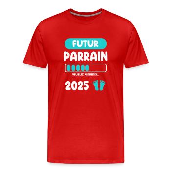 futur 2025 parrain cadeau annonce grossesse - T-shirt bio Premium Homme - rouge - Devant - Damien (186cm)