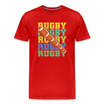 Rugby Ball – Retro Style Sports Design - Men's Premium Organic T-Shirt - red - Front - Damien (186cm)