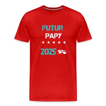 Storch Zukunft Opa 2025 Schwangerschaftsankündigung - Männer Premium Bio T-Shirt - Rot - Vorne - Damien (186cm)