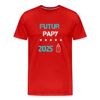 Futur papy 2025 biberron annonce grossesse - T-shirt bio Premium Homme - rouge - Devant - Damien (186cm)