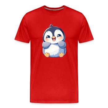 Pinguine Pinguin - Männer Premium Bio T-Shirt - Rot - Vorne - Damien (186cm)