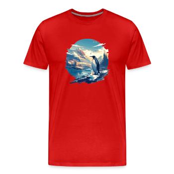 Pinguine Pinguin - Männer Premium Bio T-Shirt - Rot - Vorne - Damien (186cm)