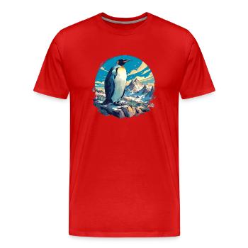 Pinguine Pinguin - Männer Premium Bio T-Shirt - Rot - Vorne - Damien (186cm)