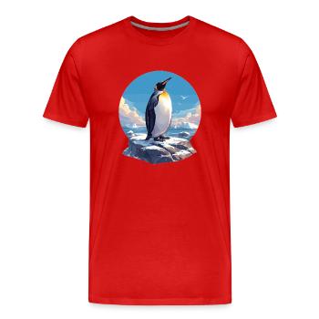 Pingouins Pingouin - T-shirt bio Premium Homme - rouge - Devant - Damien (186cm)