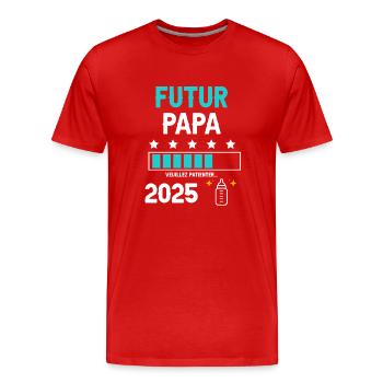 Flasche Future Papa 2025 Schwangerschaftsankündigung - Männer Premium Bio T-Shirt - Rot - Vorne - Damien (186cm)