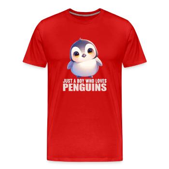 Pingouins Pingouin - T-shirt bio Premium Homme - rouge - Devant - Damien (186cm)