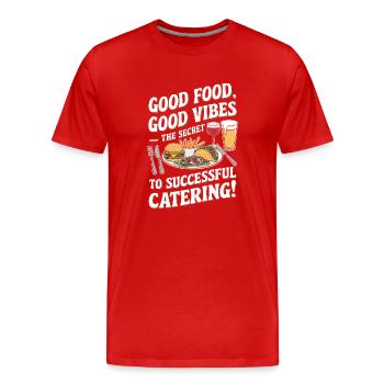 La bonne nourriture – le secret du succès - T-shirt bio Premium Homme - rouge - Devant - Damien (186cm)