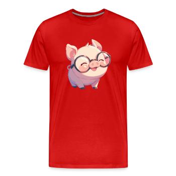 Schweine Schwein - Männer Premium Bio T-Shirt - Rot - Vorne - Damien (186cm)