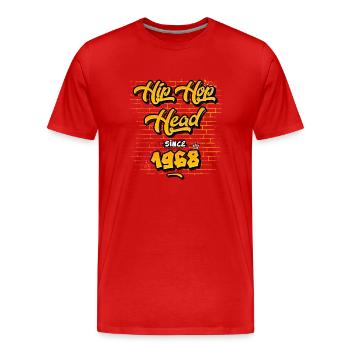 Hip-Hop Head Since 1968 - 57 Jahre Spitting Rhymes - Männer Premium Bio T-Shirt - Rot - Vorne - Damien (186cm)