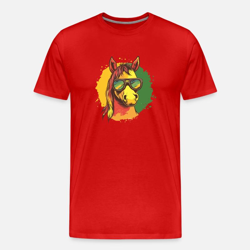 Reggae Pferd - Männer Premium Bio T-Shirt - Rot