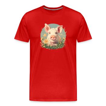 Cochon Cochon - T-shirt bio Premium Homme - rouge - Devant - Damien (186cm)