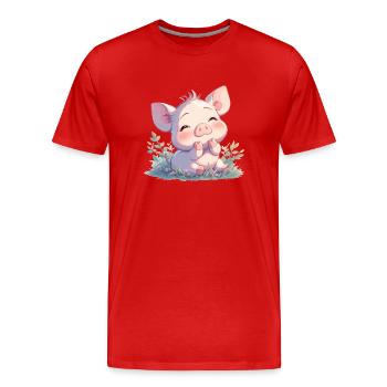 Cochon Cochon - T-shirt bio Premium Homme - rouge - Devant - Damien (186cm)