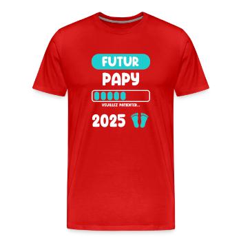 futur 2025 papy cadeau annonce grossesse - T-shirt bio Premium Homme - rouge - Devant - Damien (186cm)
