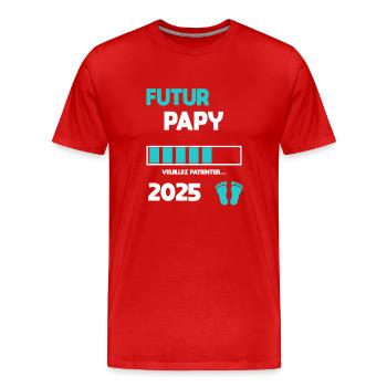 futur papy 2025 cadeau annonce grossesse - T-shirt bio Premium Homme - rouge - Devant - Damien (186cm)
