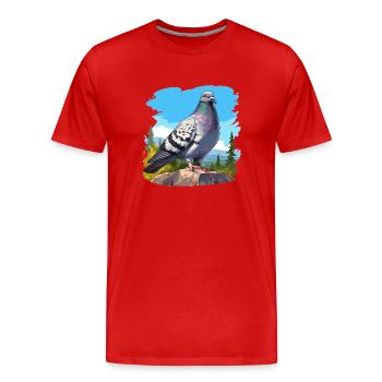 Tauben Taube - Männer Premium Bio T-Shirt - Rot - Vorne - Damien (186cm)