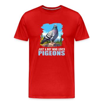Pigeons Pigeon - T-shirt bio Premium Homme - rouge - Devant - Damien (186cm)
