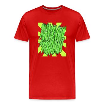 Haricot Vert Haricot Légume Rétro Vintage - T-shirt bio Premium Homme - rouge - Devant - Damien (186cm)