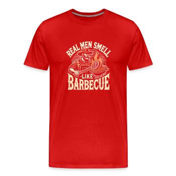Echte Männer riechen nach Barbecue - Männer Premium Bio T-Shirt - Rot - Vorne - Damien (186cm)