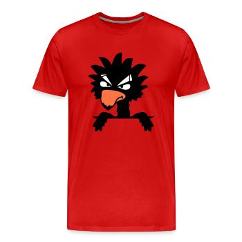 Corbeau oiseau Peeps Mal Cool Drôle Bande dessinée Humour Amusant - T-shirt bio Premium Homme - rouge - Devant - Damien (186cm)