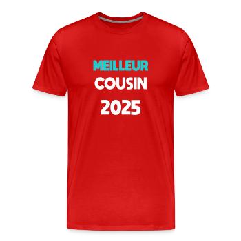 meilleur cousin 2025 cadeau annonce grossesse - T-shirt bio Premium Homme - rouge - Devant - Damien (186cm)