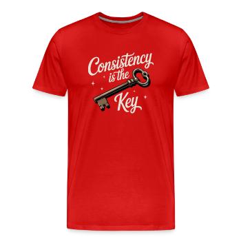 Beständigkeit ist das wichtigste motivierende Zitat Positiv - Männer Premium Bio T-Shirt - Rot - Vorne - Damien (186cm)