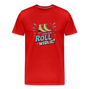 ROLLSCHUHE, ROLLEN SIE DAMIT - Männer Premium Bio T-Shirt - Rot - Vorne - Damien (186cm)