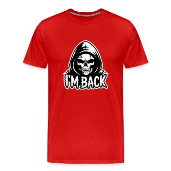 SKULL, JE SUIS DE RETOUR. - T-shirt bio Premium Homme - rouge - Devant - Damien (186cm)