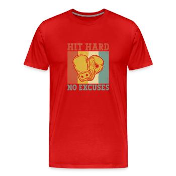 Frapper fort sans excuses Boxer Sports Musculation Gym - T-shirt bio Premium Homme - rouge - Devant - Damien (186cm)