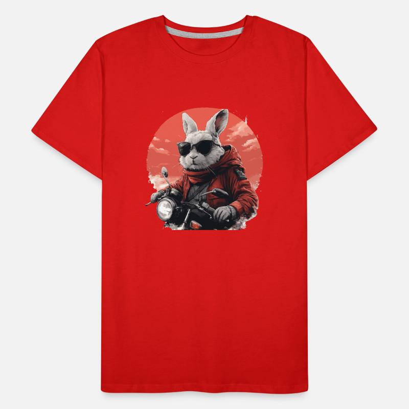 Funny bunny, Easter bunny on motorcycle Men's Premium Organic T-Shirt