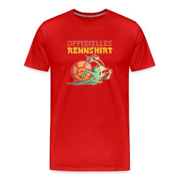 Läufer OFFIZIELLES RENNSHIRT Laufen Lustiges - Männer Premium Bio T-Shirt - Rot - Vorne - Damien (186cm)