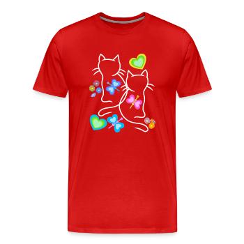Kinder Katzen Katze Kätzchen Kleinkinder Baby - Männer Premium Bio T-Shirt - Rot - Vorne - Damien (186cm)