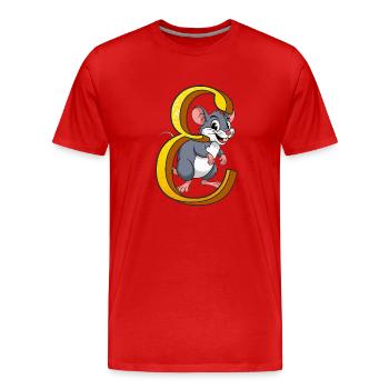 BUCHSTABE E - Männer Premium Bio T-Shirt - Rot - Vorne - Damien (186cm)