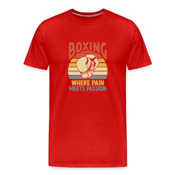 Boxe où la douleur rencontre la passion Boxer Sports - T-shirt bio Premium Homme - rouge - Devant - Damien (186cm)