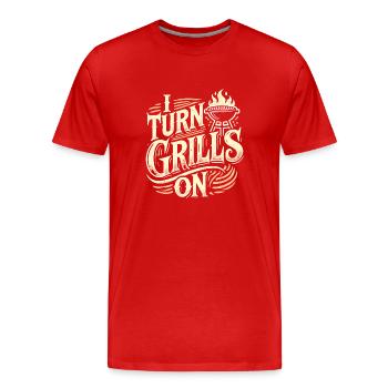 Ich schalte Grills ein - Männer Premium Bio T-Shirt - Rot - Vorne - Damien (186cm)